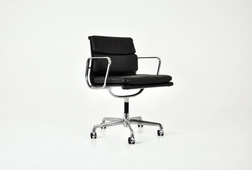 Black Leather Soft Pad Chair by Charles and Ray Eames for Icf, 1970s