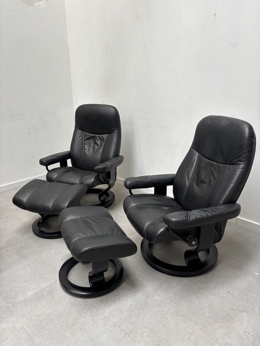 Paire de fauteuils Relax Stressless en cuir noir