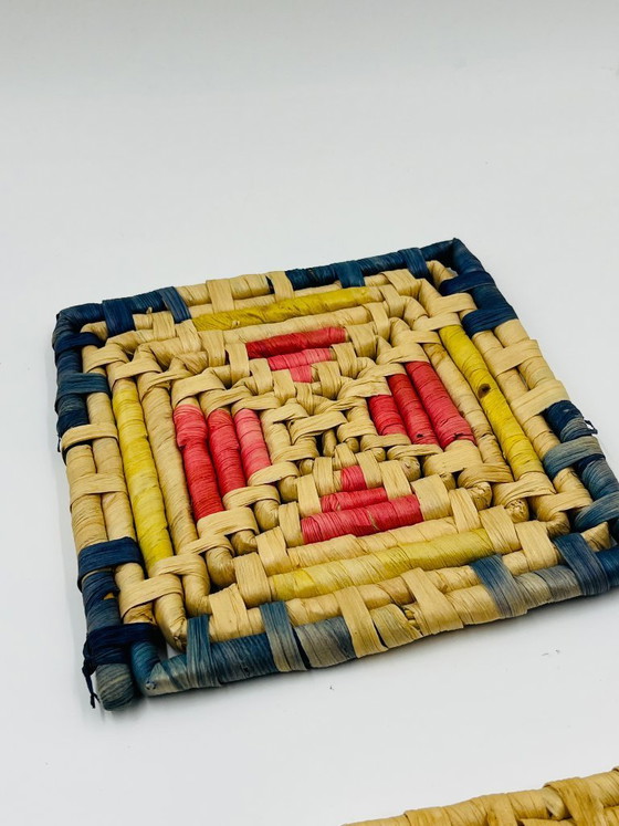 Image 1 of Pair of vintage braided fiber trivets