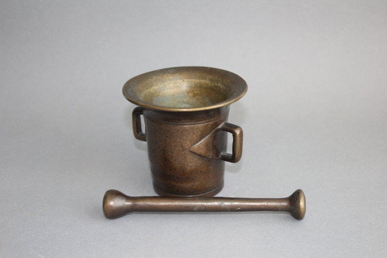 Image 1 of Mortaio e pestello da farmacia in ottone antico, 1,1 kg