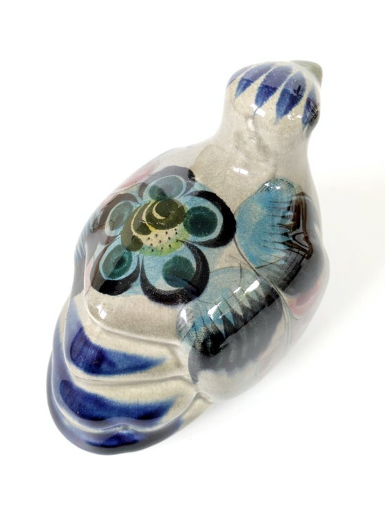 Image 1 of Figurine de caille mexicaine Tonala vintage | Poterie d'art populaire peinte à la main des années 1970