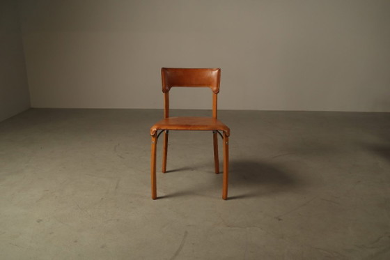 Ensemble de cinq chaises de salle à manger italiennes en cuir cognac, années 1990 – Wood, Leather (photo 7 of 15)