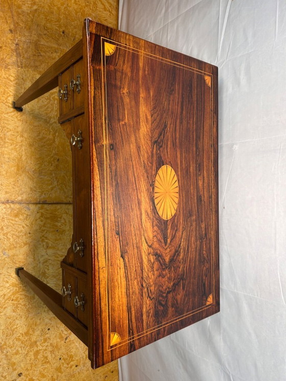 Image 1 of Antique Edwardian Rosewood Inlaid Desk / Transforming Games Table (1900–1910)  A Masterpiece of Dual-Function Design with Exquis