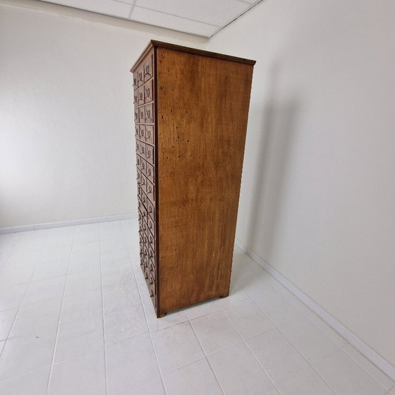 Image 1 of Dutch Industrial Oak Filling Apothecary or Archive Cabinet, Early 20th Century