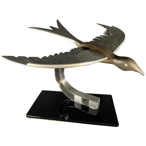 Art Deco Metal Sculpture of Bird, 1930s