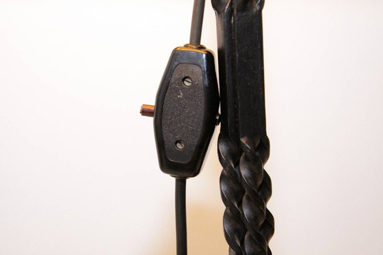 Image 1 of Lampe Beistelllampe Eisen Kunstleder 73cm Vintage