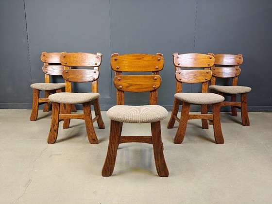 Image 1 of Vintage brutalist dining chairs, set of 5 - 1960s