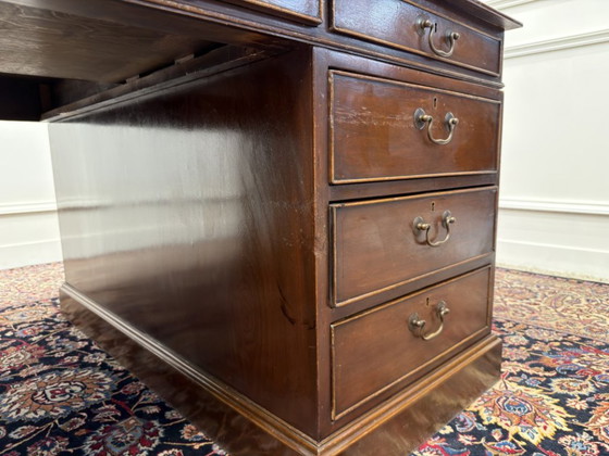 Grande Scrivania Partner Inglese Antica – Scrivanie, Leather, Wood (photo 13 of 22)