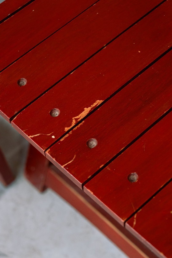 Image 1 of Set di 4 sedie pieghevoli rosse di Aldo Jacober