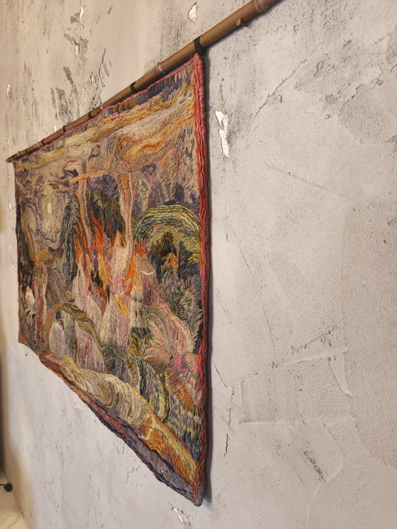 Brutalist Scandinavian Tapestry 70s – Art, Bamboo, Wool (photo 6 of 9)