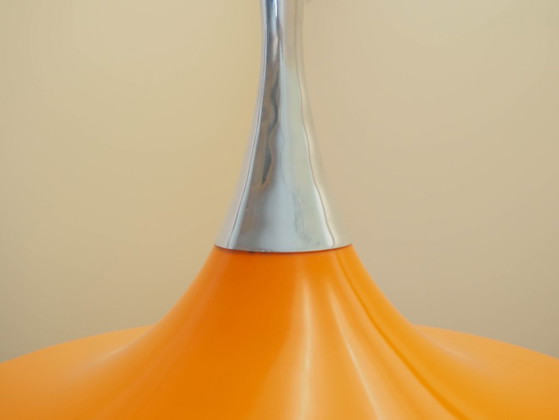 Deense hanglamp uit de jaren 60 met oranje metalen kap in Scandinavische moderne stijl. – Kroonluchters (photo 7 of 12)