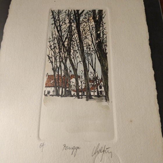 Image 1 of André Colpin – Brugge – E/A Artist Proof Ets – Gesigneerd & Blindgestempeld