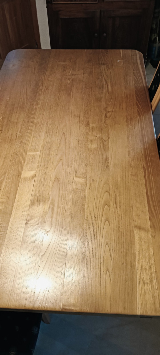 Uitzonderlijke eettafel van massief kastanjehout, 220 x 120 cm x 78 cm (photo 10 of 11)