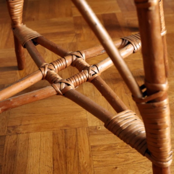 Image 1 of ❤️Vintage rotan krukje, cultureel meubilair uit de DDR, midden van de 20e eeuw