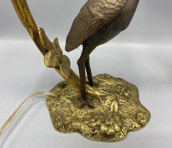 Image 1 of 1 lampada da scrivania in bronzo Art Nouveau con airone