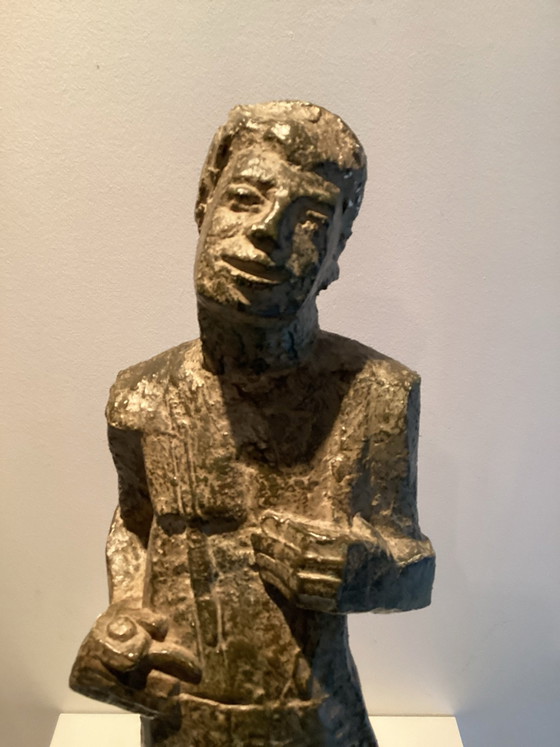 Rare Patinated Plaster Sculpture “Lier Pallieterstad”. Circa 1986., Other, Brown (photo 9 of 9)