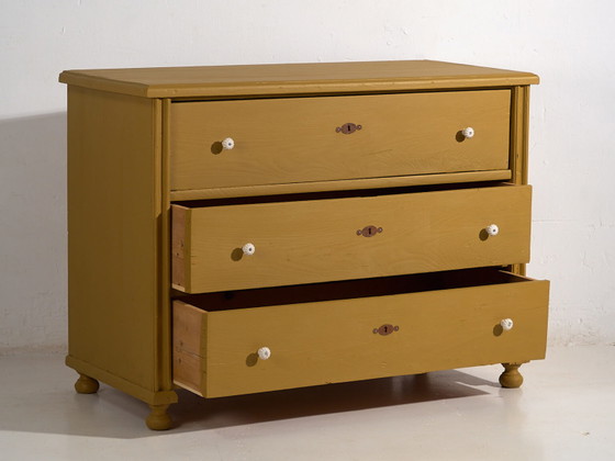 Mustard yellow antique chest of drawers (c.1920) #54 – Porcelain, Rustic (photo 24 of 40)