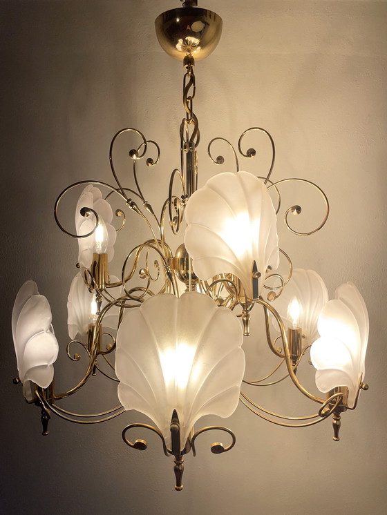 Image 1 of Elegant Italian Vintage Chandelier with Murano Shells