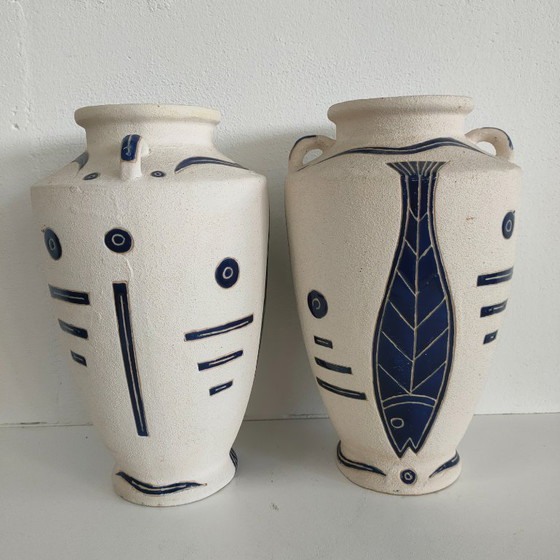 Image 1 of Unieke set aardewerk kruiken vazen (griekse stijl)