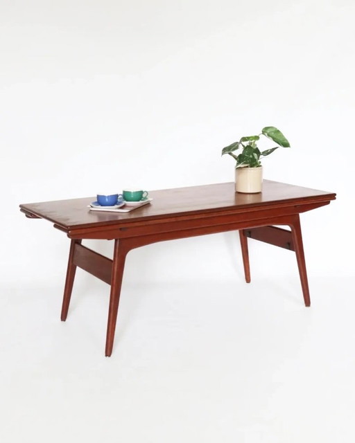 Vintage teak coffee table extendable dining table Danish design