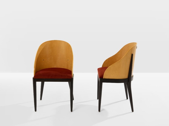 Garouste & Bonetti Concerto Chairs Sycamore Bronze Alpaca Velvet 1990 – Dining chairs, Wood (photo 4 of 11)