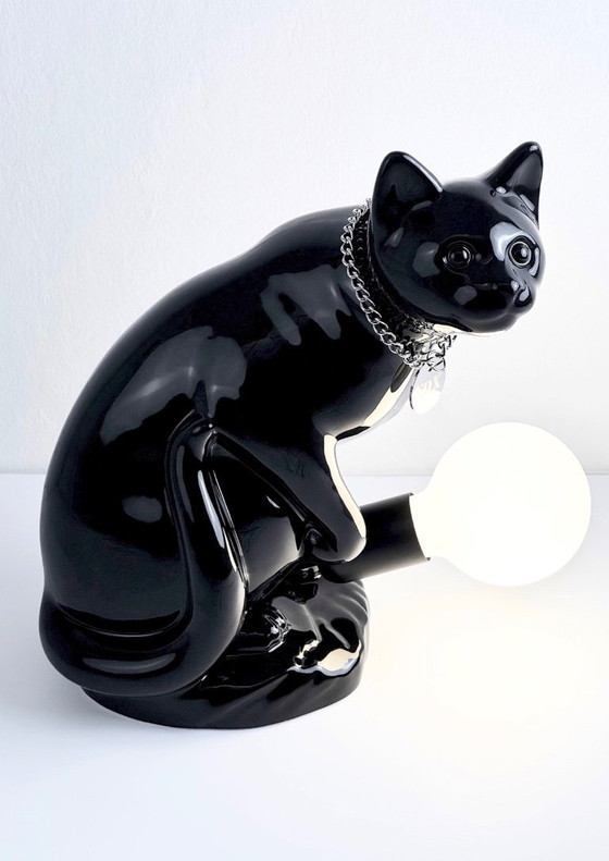 Image 1 of "NOX" table lamp by "neo" Handmade / Stoneware / Black Gloss / Limited Edition