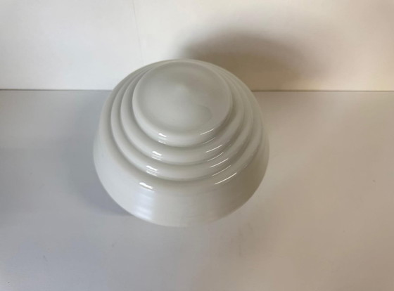 Image 1 of GISO plafonnière Art Deco getrapte kap opaalglas messing armatuur