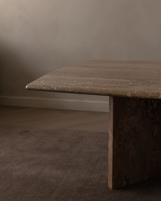 Image 1 of Vintage travertine coffee table · Italian style, 1970s