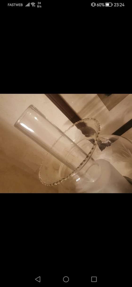 Image 1 of Lámpara de latón y cristal de estilo Art Nouveau de la década de 1970.