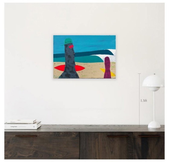 Image 1 of Acrylique sur papier châssis entoilé.  Format 55x38cm 