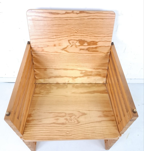 Vintage slatted Armchair 70s/80s wood constructivist (photo 7 of 7)