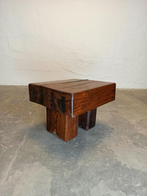 Table d'appoint brutaliste Wabi Sabi vintage