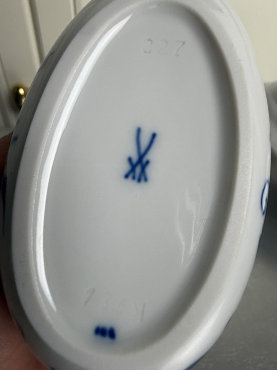 Image 1 of Original Meissen Onion Pattern Sauce Set, First Choice – Sauce Bowl & Sauce Jug – Excellent Condition