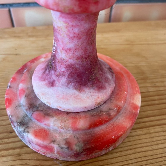 Pink Turned Alabaster Hand Carved Italian Table Lamp – Marble (photo 4 of 7)