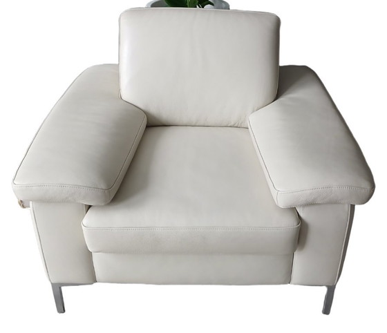 Fauteuil en Cuir Musterring, Couleur Crème – Leather, polished steel (photo 10 of 11)