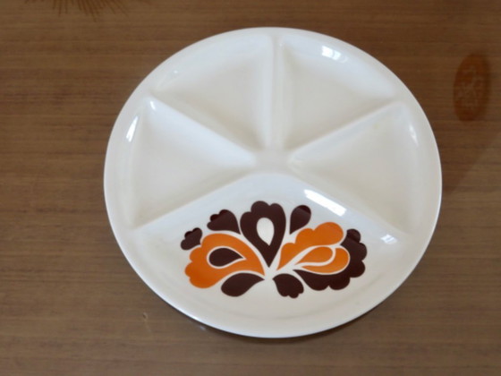 Image 1 of Le Creuset, France, set of 6 compartmentalized plates, 1970, vintage