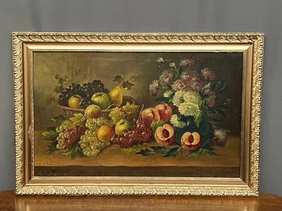Josef Mansfeld ( ). Still life with flowers and fruit. – Paintings & Drawings, Canvas (photo 8 of 8)