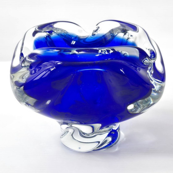 Image 1 of SUPERB VINTAGE 1960s MURANO BLUE GLASS ASHTRAY