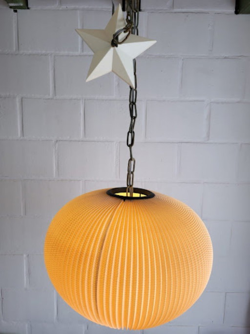 Vintage Pearlshade Lampe XL, orange, im Stil von Rispal, 1960er Jahre