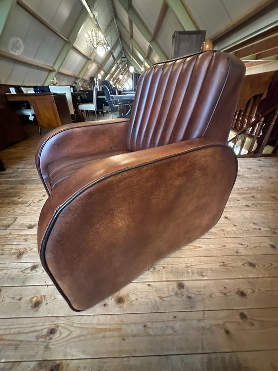 Image 1 of Art Deco sheepskin sofa. 3+1+1