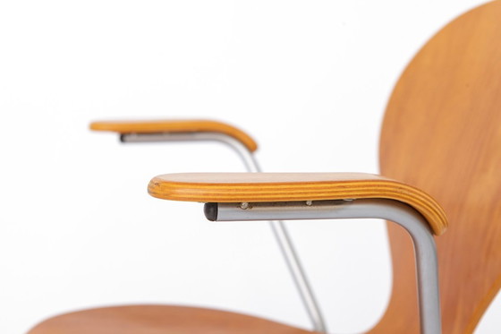 Image 1 of Vintage Desk Chair in Metal & Plywood, 1980s – Minimalist Mid Century Office Chair, Restored Industrial Accent Chair