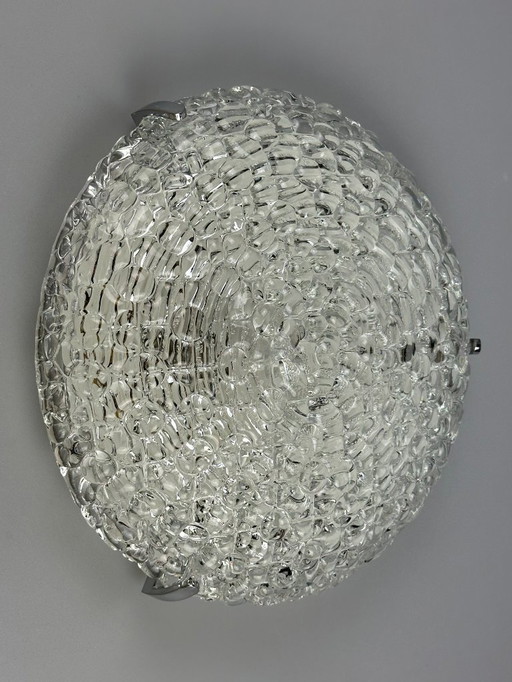 60s 70s Lamp Lamp Plafoniere Flush Mount Ice Glass Space Age Design