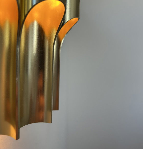 Image 1 of Lampada da parete vintage curva Karlby &quot;Pan&quot;, ottone, Lyfa Danimarca 1960