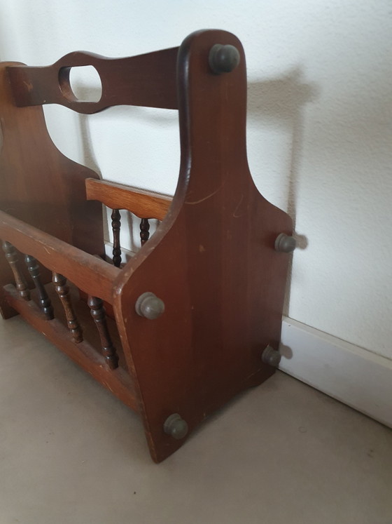 Vintage Houten Tijdschriftenrek / Krantenrek, Donkere Afwerking – Wood (photo 3 of 10)