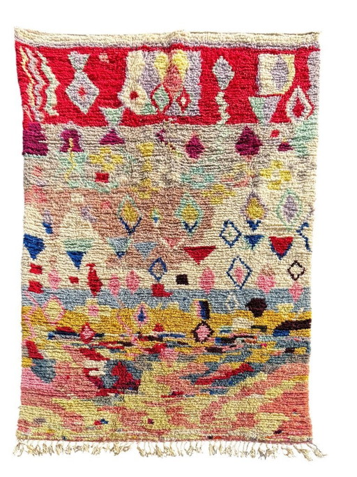 Colorful Modern Moroccan Berber Rug 200x300 cm – Expressive Handwoven Wool Art Rug
