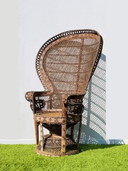 XL Peacock 'Emmanuelle' rattan armchair. Vintage 70s 