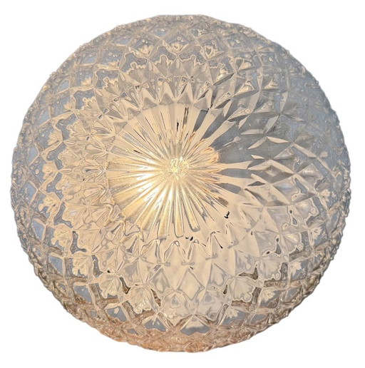 Vintage glazen wand- of plafondlamp uit de jaren 70. – wandlampen, Glass, Metal (photo 2 of 16)