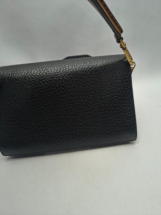 Image 1 of Sac à main Prada en cuir noir/marron brossé or