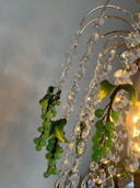 Set of 2 Vintage Green Grapes Fruit Teardrop Chandelier From Murano