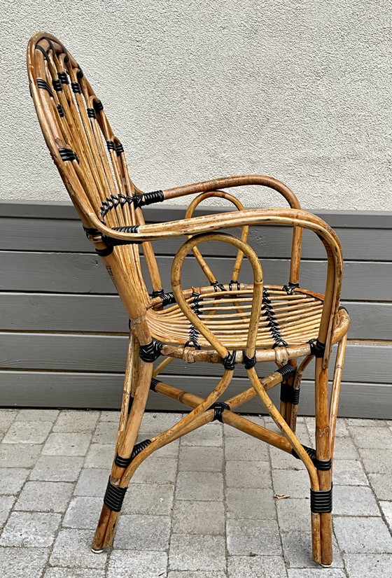 Vintage Rattan Peacock Armchair – France, 1970s – Plastic (photo 7 of 10)